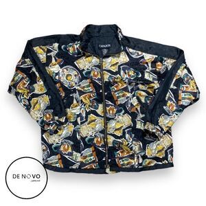 Cabazon Men's Vintage Printed Full Zip Windbreaker Jacket Size Small